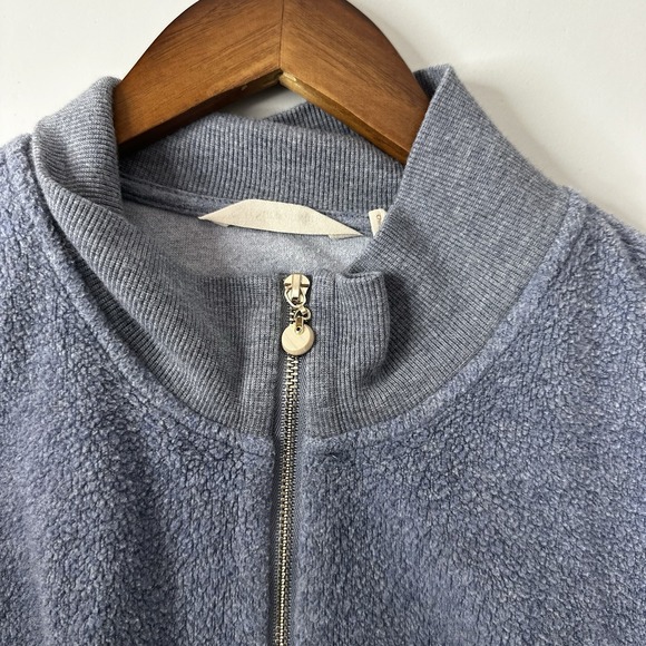 Soft Surroundings Sweatshirt Womens 1X Blue 1/4 Zip Mock Neck Terry Textured - Picture 5 of 11